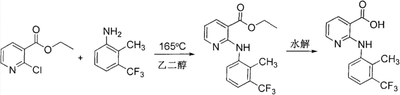 Prior art reaction scheme showing high-temperature synthesis in ethylene glycol