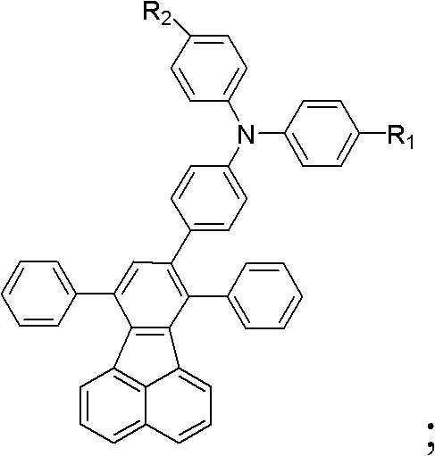 General structural formula of fluoranthene-containing organic compounds with variable R1 and R2 substituents