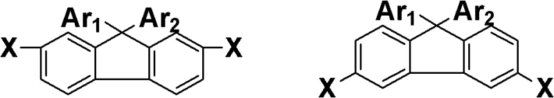 Synthetic route overview showing the formation of halogenated intermediates and subsequent coupling to form the large conjugated structure