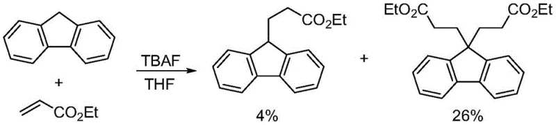 Prior art reaction showing low 4% yield using TBAF and ethyl acrylate
