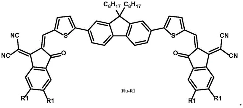 General chemical structure of Flu-R1 showing the fluorene core and terminal cyanoindanone groups