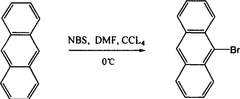 Bromination reaction of anthracene using NBS to form 9-bromoanthracene