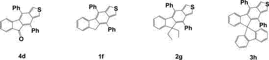 Core target fluorene and spirofluorene thiophene derivative structures showing varied substituents