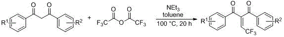 General reaction scheme for synthesizing 2-(trifluoroethylene)-1,3-diketones using trifluoroacetic anhydride