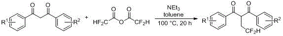 General reaction scheme for synthesizing 2-(difluoroethyl)-1,3-diketones using difluoroacetic anhydride