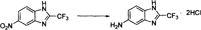 Reaction scheme showing the novel one-pot synthesis of fluorinated nitrobenzimidazole using PPh3/NEt3/CCl4