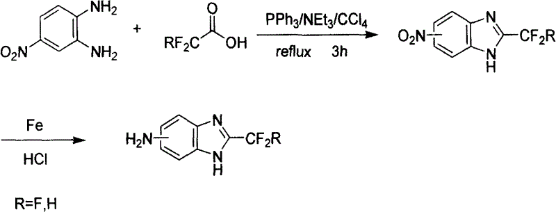 Reduction of nitrobenzimidazole to aminobenzimidazole demonstrating downstream utility