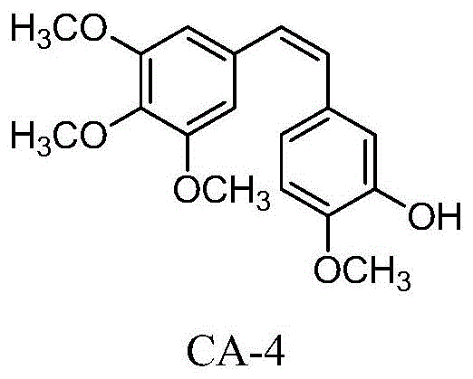 Chemical structure of Combretastatin A-4 (CA-4) showing the cis-stilbene backbone