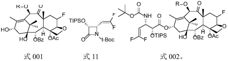 Core coupling reaction scheme showing the Hilton docking reaction between Formula 001 and Formula 11