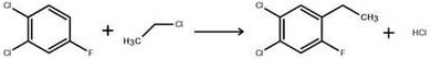 Friedel-Crafts alkylation of 2,4-dichlorofluorobenzene with chloroethane to form 2,4-dichloro-5-fluoroethylbenzene