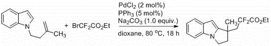 Specific example of PdCl2 catalyzed cyclization showing reaction conditions and product structure