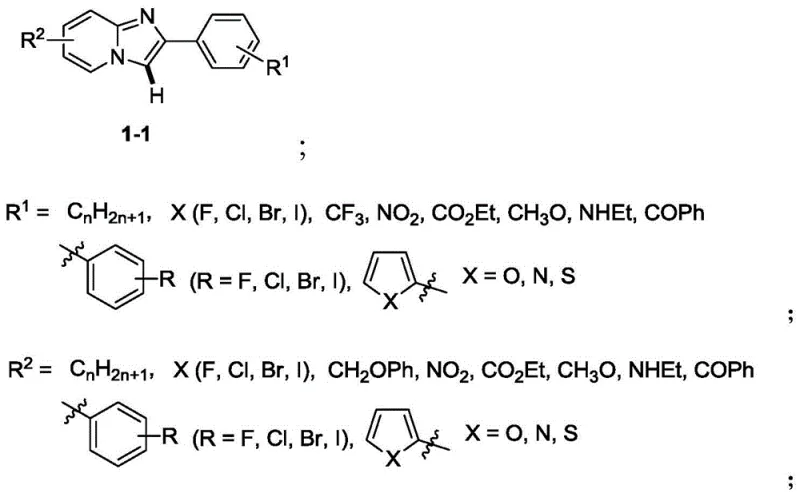 General formula of imidazo[1,2-a]pyridine derivatives showing variable R groups for diverse chemical space exploration