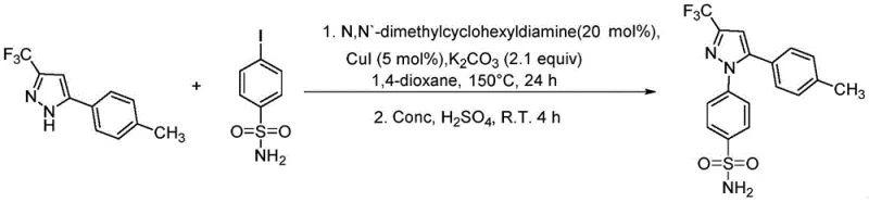 Prior art synthesis route using microwave irradiation and excess iodide reagents