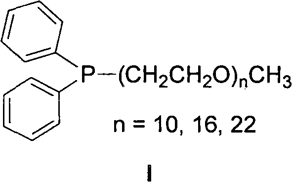 Chemical structure of temperature-controlled phosphine ligand I with variable polyethylene glycol chain length