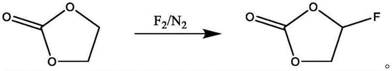 Direct fluorination reaction of ethylene carbonate with fluorine gas showing safety hazards