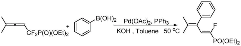Specific example of high-yield synthesis yielding 94% of the target fluorovinylphosphonate