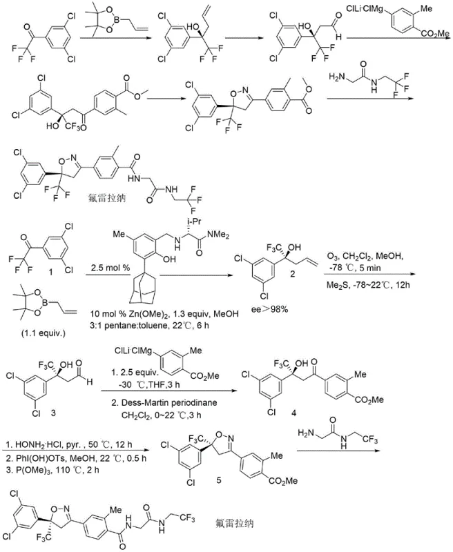 Conventional synthetic route for Fluralaner involving cryogenic conditions and expensive catalysts