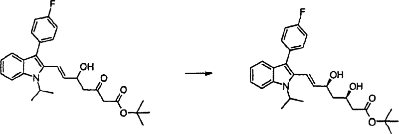 Stereoselective reduction to form the diol moiety with high cis/trans ratio