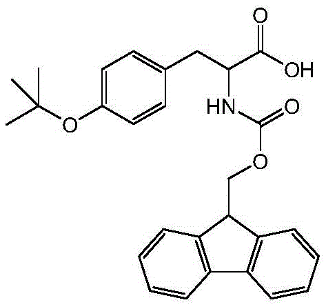 Chemical structure of Fmoc-Tyr(tBu)-OH showing the Fmoc amine protection and tert-butyl phenolic protection