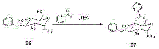 Final benzoylation step converting Compound D6 to the key intermediate D7