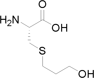 Chemical structure of Fudosteine showing polar functional groups influencing solubility