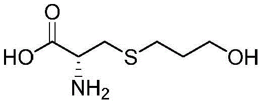 Chemical structure of Fudosteine showing the 3-hydroxypropyl thioalanine backbone