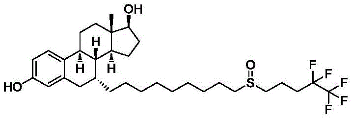 Chemical structure of Fulvestrant showing the steroid backbone and fluorinated side chain