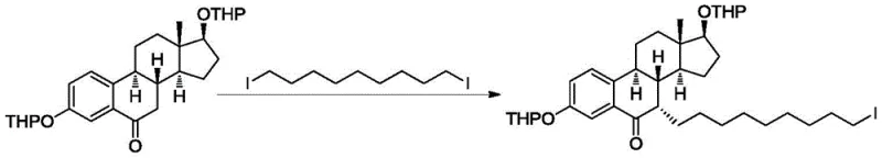 Reaction scheme showing the alkylation of Intermediate 3 with 1,9-diiodononane to form Formula I