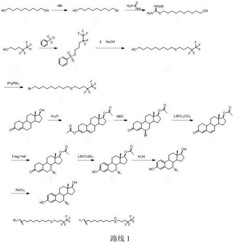 Prior art synthesis route showing complex aromatic ring construction from Nandrolone