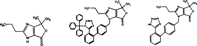 Specific preferred compounds including Compound I, II, and III used as Olmesartan intermediates