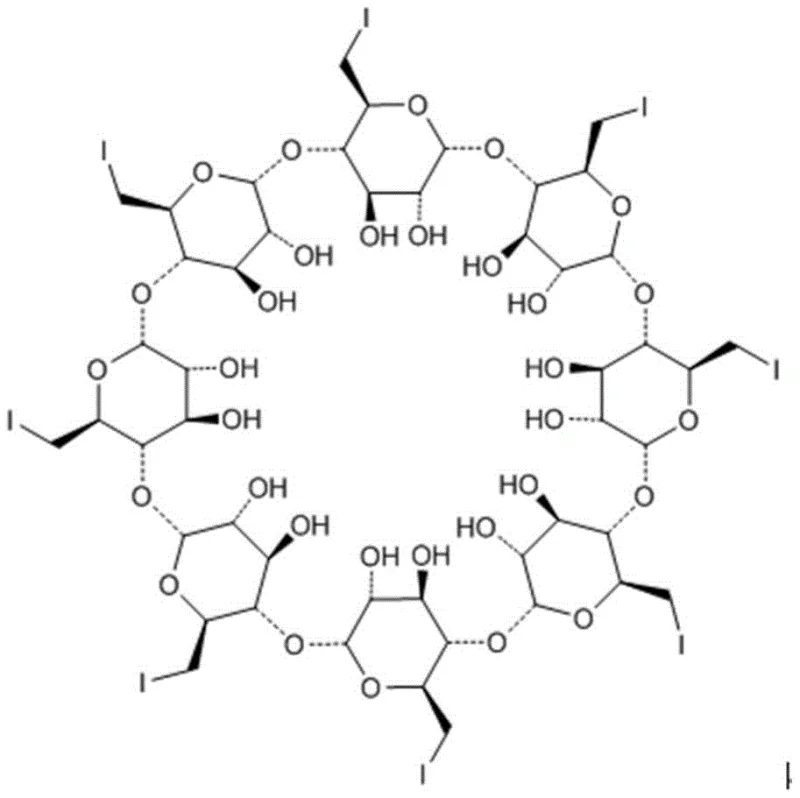 Chemical structure of 6-per-deoxy-6-per-iodo-gamma-cyclodextrin (gamma-ICD) intermediate