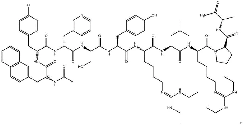 Chemical structure of Ganirelix showing the decapeptide sequence