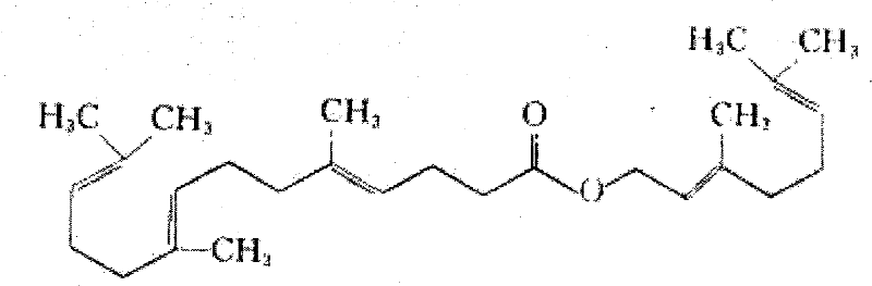 Chemical structure of Gefarnate showing the polyunsaturated ester backbone