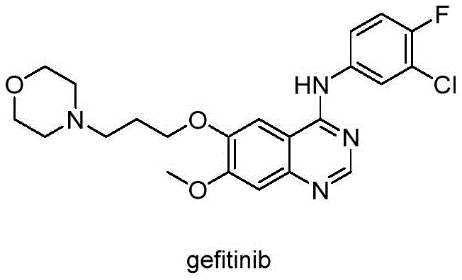 Chemical structure of Gefitinib showing the target therapeutic molecule