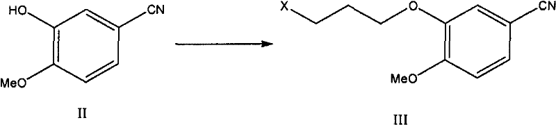 Alkylation of 3-hydroxy-4-methoxybenzonitrile to form the chloropropoxy intermediate