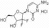 Chemical structure of Gemcitabine Hydrochloride showing the difluorinated ribose moiety and cytosine base