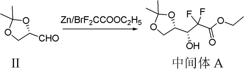Reformatsky reaction converting compound II to Intermediate A using Zn and ethyl bromodifluoroacetate