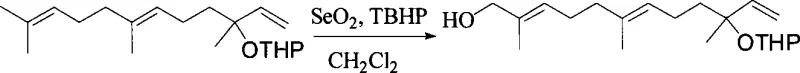 Regioselective oxidation step using SeO2 and TBHP to form the allylic alcohol intermediate