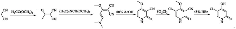 Conventional synthesis route of gimeracil using toxic malononitrile