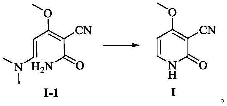 Cyclization of intermediate I-1 to 3-cyano-4-methoxy-2(1H)-pyridone