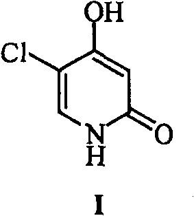 Chemical structure of 5-chloro-4-hydroxyl-2(1H)-pyridone (Gimeracil) showing the pyridone ring with chloro and hydroxyl substitutions