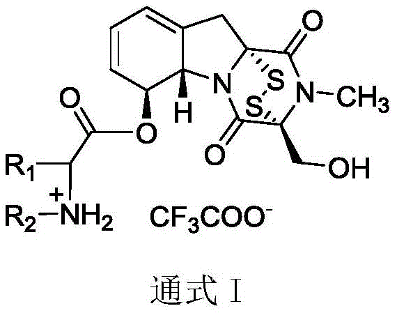 General Formula I of L-amino acid-6-gliotoxin ester trifluoroacetate derivatives