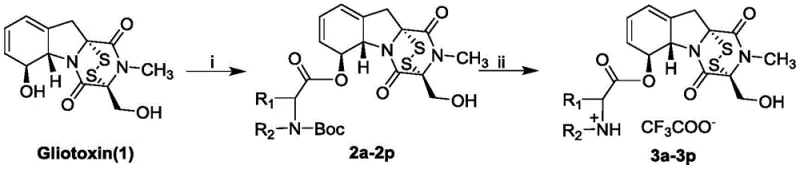 Synthetic route showing esterification and deprotection steps to form compounds 3a-3p