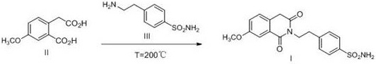 Conventional solvent-free reaction route at 200C showing safety risks
