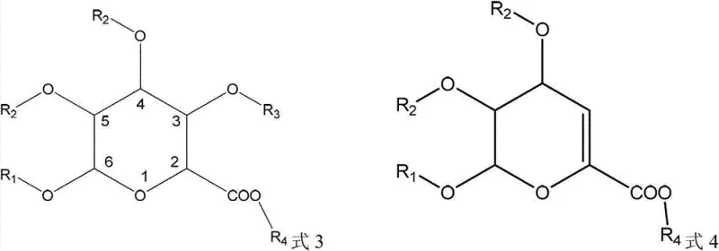 Chemical structures showing the target glucuronide precursor Formula 3 and the key double-bond impurity Formula 4 that complicates purification