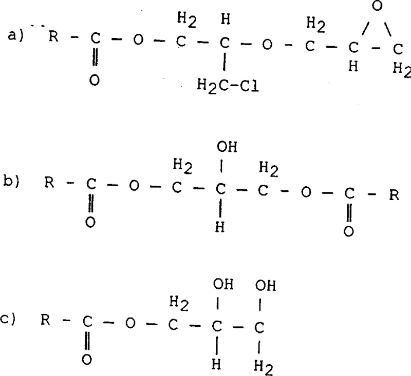 Chemical structures of heavier by-products causing discoloration in conventional glycidyl ester synthesis