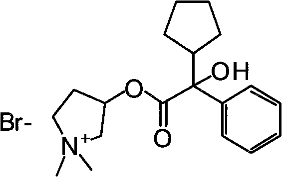 Chemical structure of Glycopyrronium Bromide showing the quaternary ammonium salt configuration