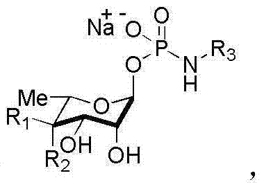 General chemical structure of natural glycosyl-1-phosphoryl dipeptide and phosphoramide compounds showing variable R groups