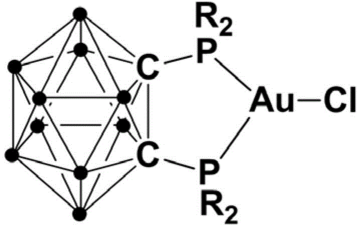 General structure of the gold complex containing bisphosphine ortho-carborane ligand