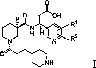 Chemical structure of Formula I representing the GP IIb/IIIa antagonist core
